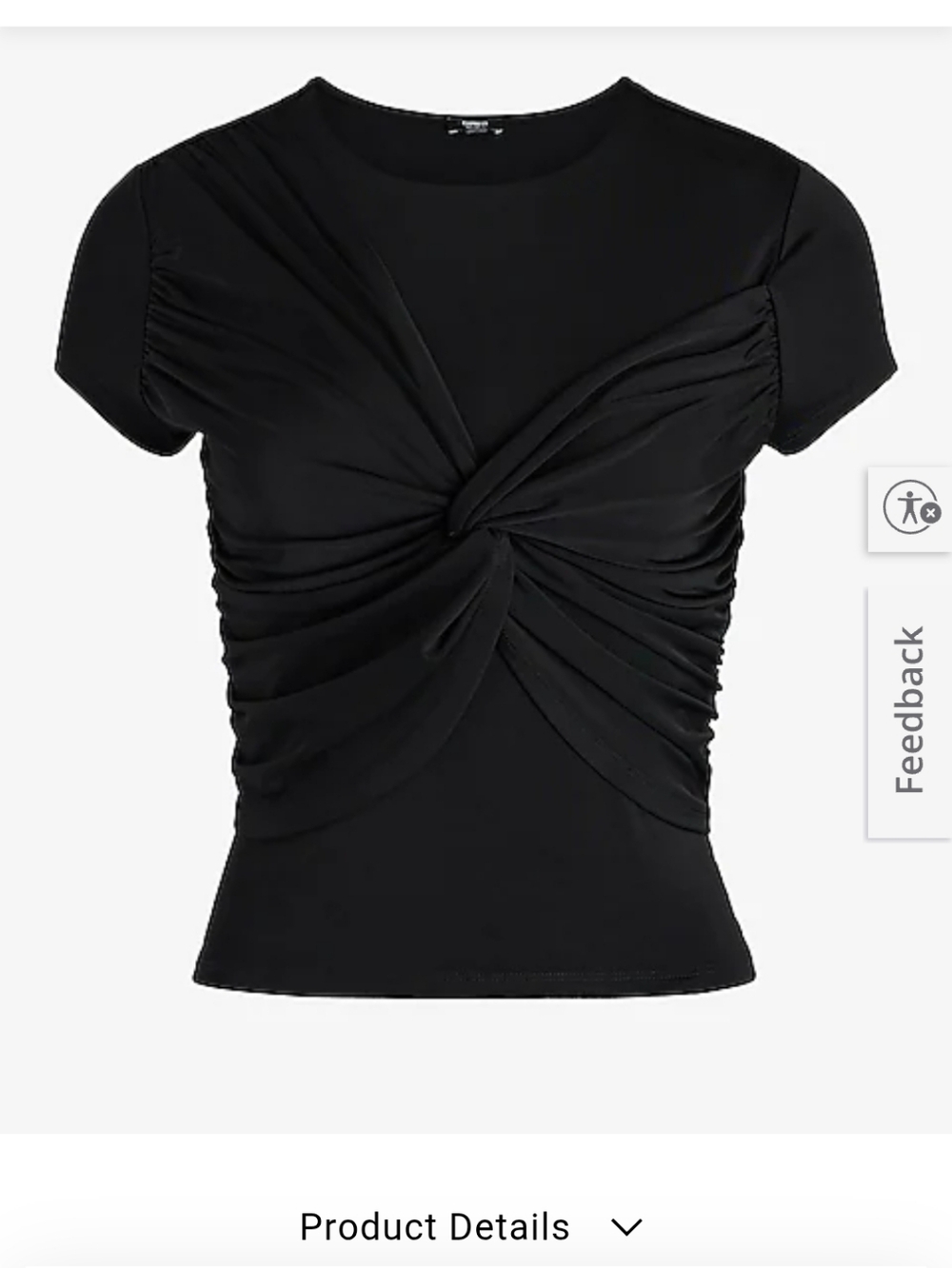 NWT Express Black Twist-Front Short Sleeve Top Size Medium
